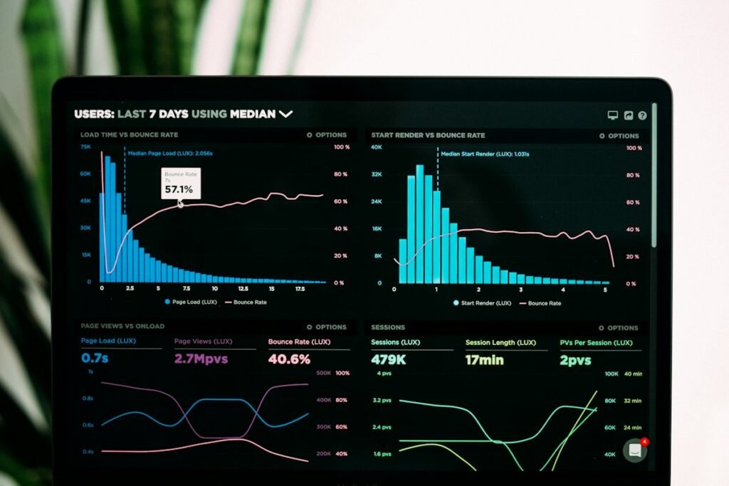Business analytics dashboard representing portal development
