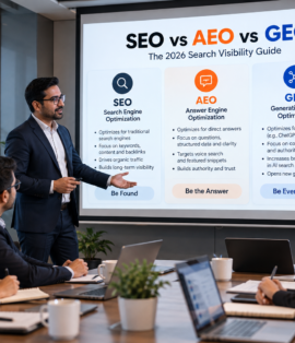 SEO vs AEO vs GEO comparison for search visibility
